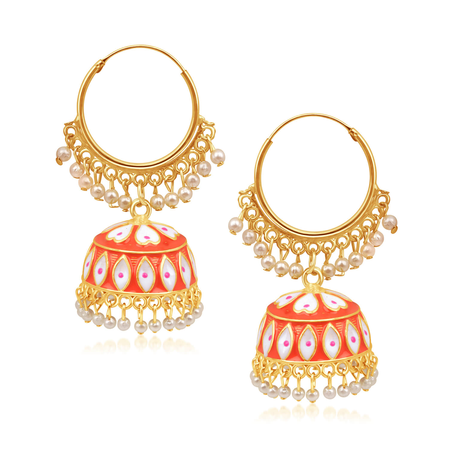 Buy Mahi Orange Meenakari Work Floral Chandbali Traditional Dangler Earrings  with Crystals and Beads for Women (ER11098131GOrg) Online at Best Prices in  India - JioMart.